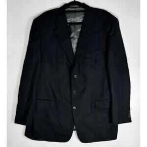 Tallia Uomo 46L Black Herringbone Wool Alpaca Tweed Blazer Jacket Sport Coat USA